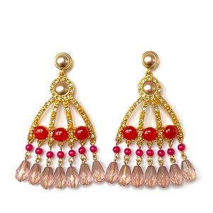 Simulated Gemstone Chandelier Earrings, Pierced
